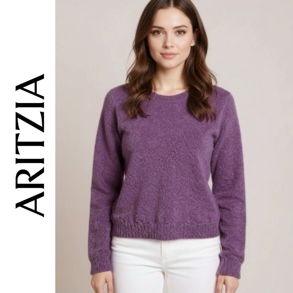Aritzia Sunday Best Kitten Sweater Cozy Fuzzy Knit Purple Haze Size Medium